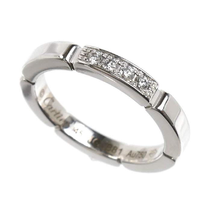 CARTIER カルティエ K18WG ホワイトゴールド マイヨン パンテール 4Pダイヤ リング・指輪 B4080445 ダイヤモンド 5号 45 3.6g レディース【中古】【美品】