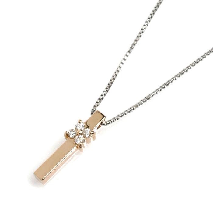 Vendome Aoyama ヴァンドーム青山 K18PG ピンクゴールド K18WG ホワイトゴールド ネックレス ダイヤモンド 2.8g 40cm レディース【中古】
