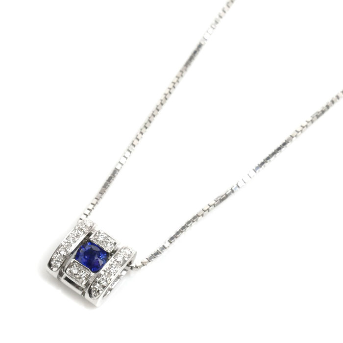 Damiani ダミアーニ K18WG ホワイトゴールド ベルエポック ネックレス サファイア ダイヤモンド 4.4g 42cm レディース【中古】【美品】