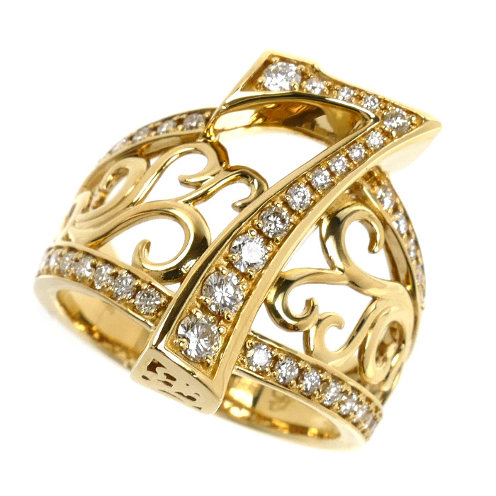 ゆきざき K18YG イエローゴールド NOMBRE ノンブル No.7 リング・指輪 Y.NOMBRE.1.6.7.L ダイヤモンド0.85ct 18.5号 12.0g メンズ【中古】【美品】