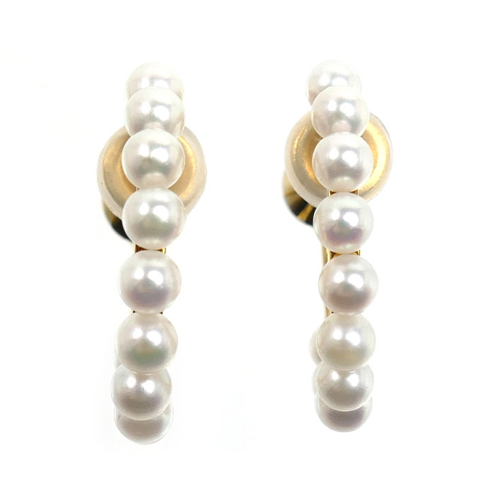 MIKIMOTO ミキモト K18YG イエローゴールド イヤリング パール約3.1~3.2mm 4.3g レディース【中古】【美品】