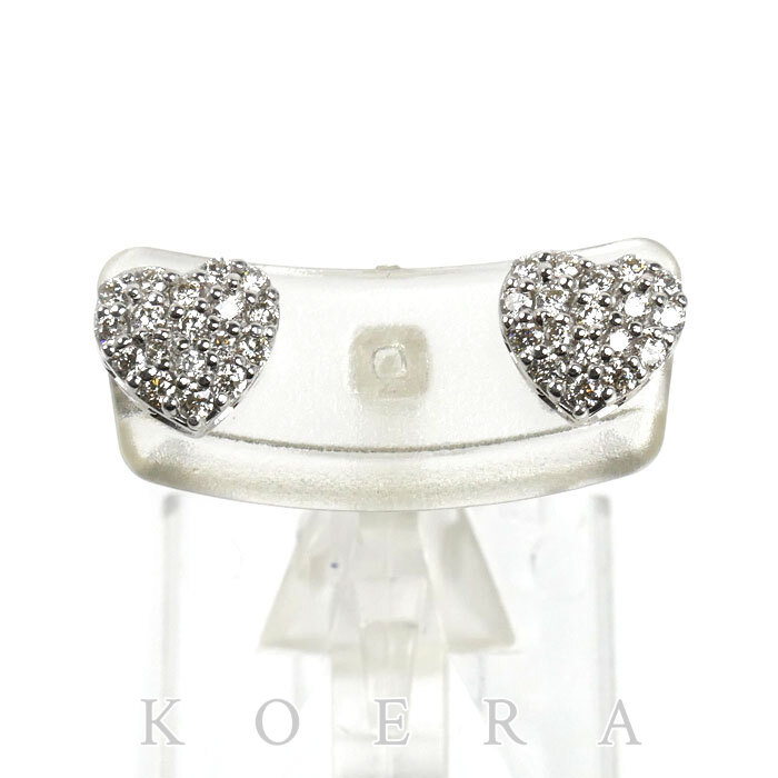 Ponte Vecchio ポンテヴェキオ K18WG ホワイトゴールド ハート ピアス ダイヤモンド0.27ct/0.27ct 2.5g レディース【中古】