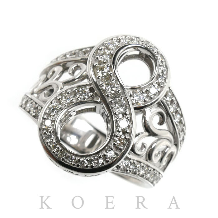 ゆきざき K18WG ホワイトゴールド NOMBRE No.8  リング・指輪 Y.NOMBRE.1.9.8.L ダイヤモンド1.00ct 19号 13.4g メンズ【中古】【美品】