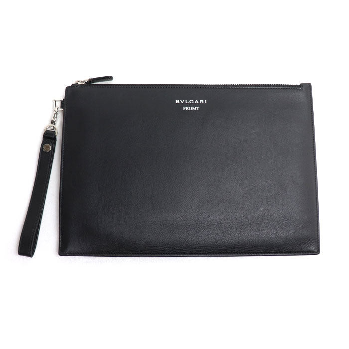 BVLGARI ブルガリ フラグメントコラボ クラッチバッグ ブラック 288581 IC メンズ【中古】