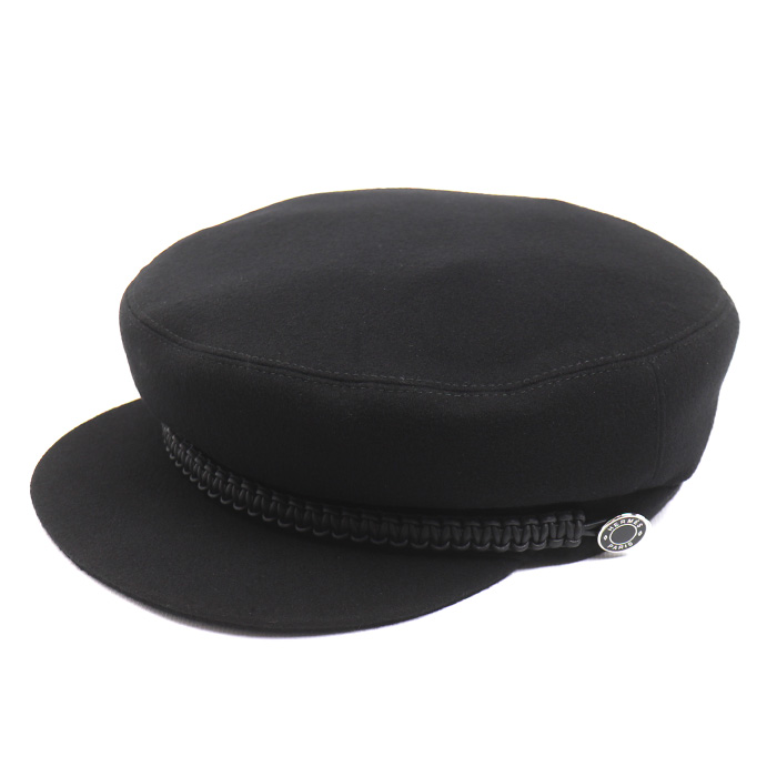 HERMES エルメス ドーヴィル キャスケット ブラック 57 レディース【中古】