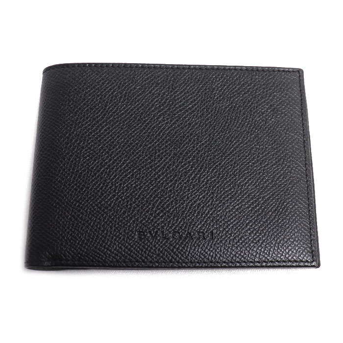 BVLGARI ブルガリ HIPSTER LARGE 2 FOLDS 二つ折り財布 ブラック 20495 メンズ【中古】【美品】