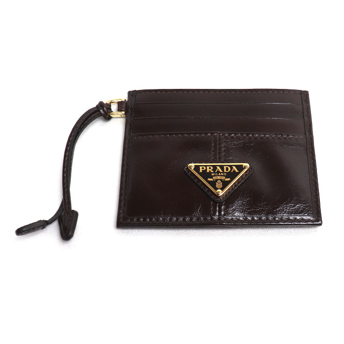 PRADA プラダ ソフトルックスレザー カードケース カードケース ブラウン 1MC025_2CYR_F0003 IC レディース【中古】【美品】