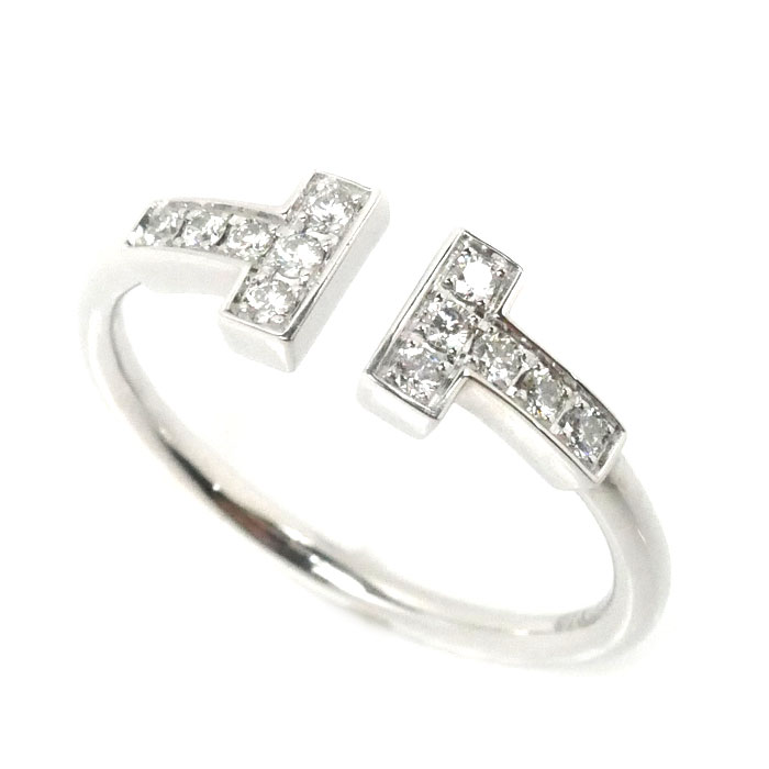 TIFFANY&Co. ティファニー K18WG ホワイトゴールド Tワイヤー ダイヤ リング・指輪 ダイヤモンド 12.5号 2.8g レディース【中古】【美品】