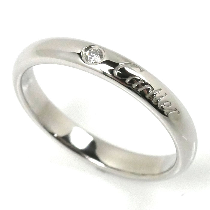 CARTIER カルティエ Pt950プラチナ エングレーブド 1Pダイヤ リング・指輪 B4232253 ダイヤモンド 12.5号 53 4.3g レディース【中古】【美品】