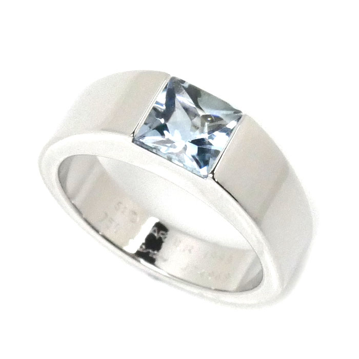 CARTIER カルティエ K18WG ホワイトゴールド タンク アクアマリン リング・指輪 アクアマリン 11号 51 9.7g レディース【中古】【美品】