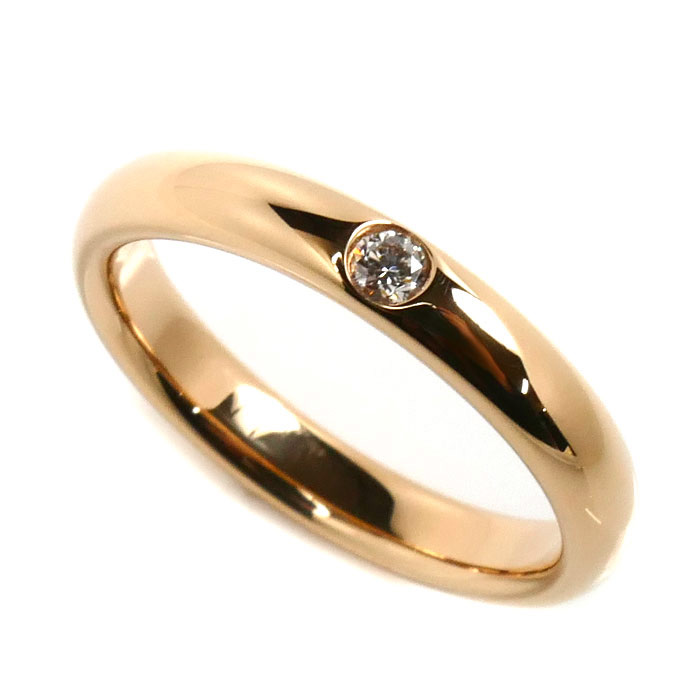 HARRY WINSTON ハリーウィンストン K18PG ピンクゴールド ラウンドマリッジ 1Pダイヤ リング・指輪 WBDRRDBZ3MM ダイヤモンド 8号 3.5g レディース【中古】【美品】