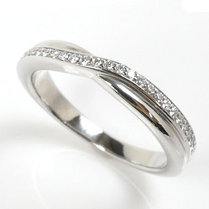 HARRY WINSTON ハリーウィンストン Pt950プラチナ トリスト ワンロウ バンドリング リング・指輪 WBDPRD1RFT ダイヤモンド 9号 4.7g レディース【中古】【美品】