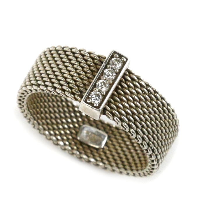 TIFFANY&Co. ティファニー シルバー925 サマセット 4Pダイヤ リング・指輪 ダイヤモンド 16号 4.2g レディース【中古】