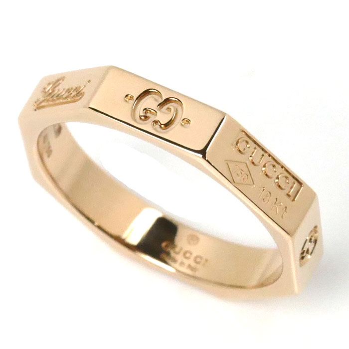 GUCCI グッチ K18PG ピンクゴールド オクタゴナル ロゴ リング・指輪 12.5号 3.8g レディース【中古】【美品】
