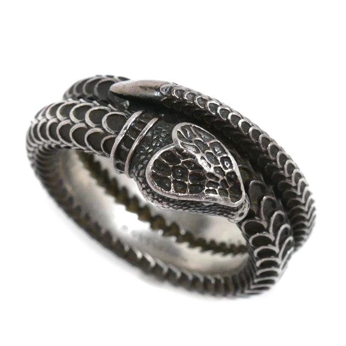 GUCCI グッチ シルバー925 スネーク リング・指輪 577294 J8400 0811 15号 14.3g メンズ【中古】【美品】