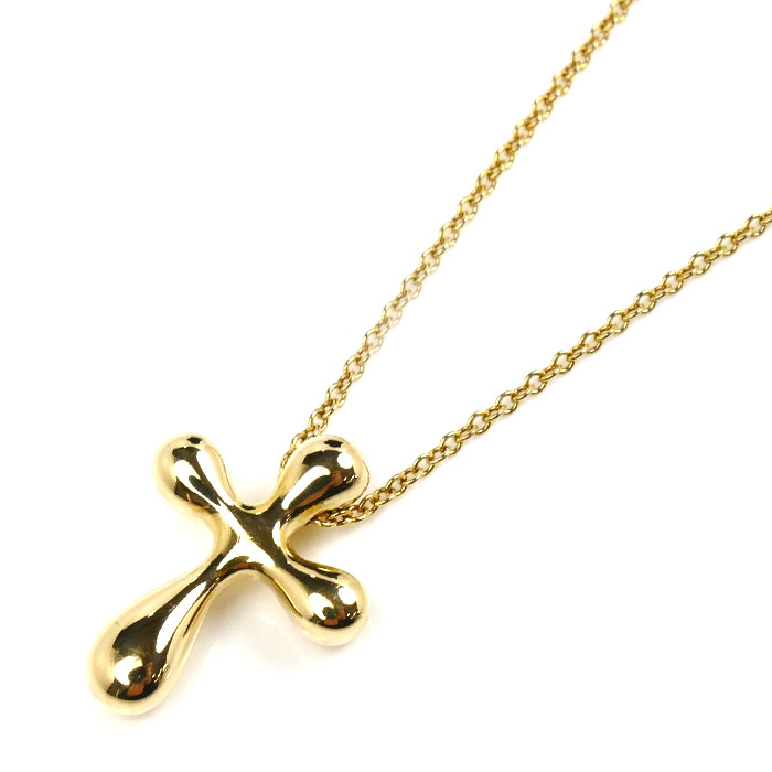 TIFFANY&Co. ティファニー K18YG イエローゴールド スモールクロス ネックレス 4.3g 40cm レディース【中古】