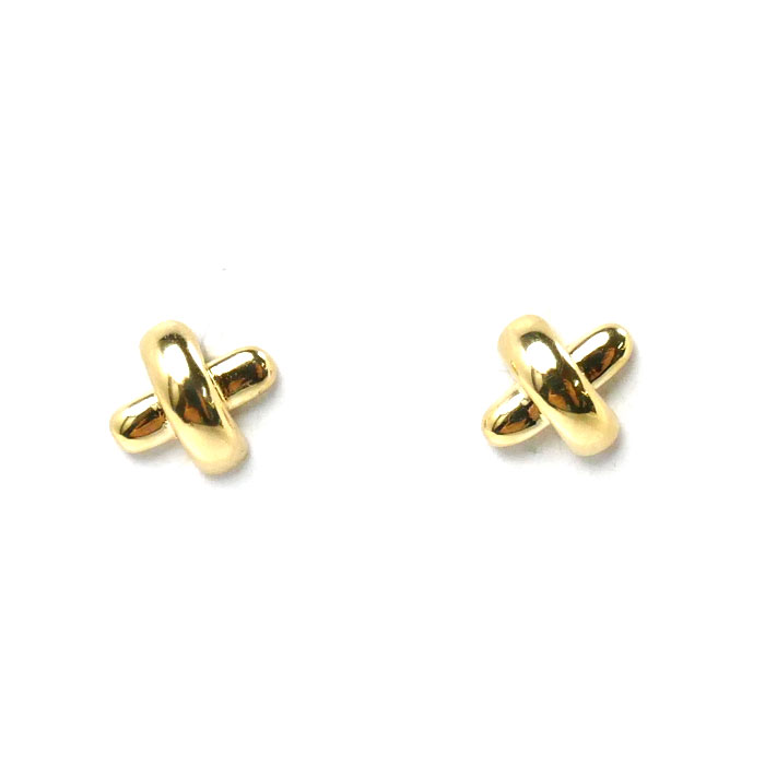 TIFFANY&Co. ティファニー K18YG イエローゴールド クロスステッチ ピアス 1.2g レディース【中古】【美品】