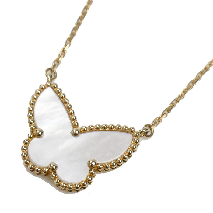 Van Cleef & Arpels ヴァンクリーフ＆アーペル K18YG イエローゴールド ラッキーアルハンブラ パピヨン ネックレス VCARD99500 レディース【中古】