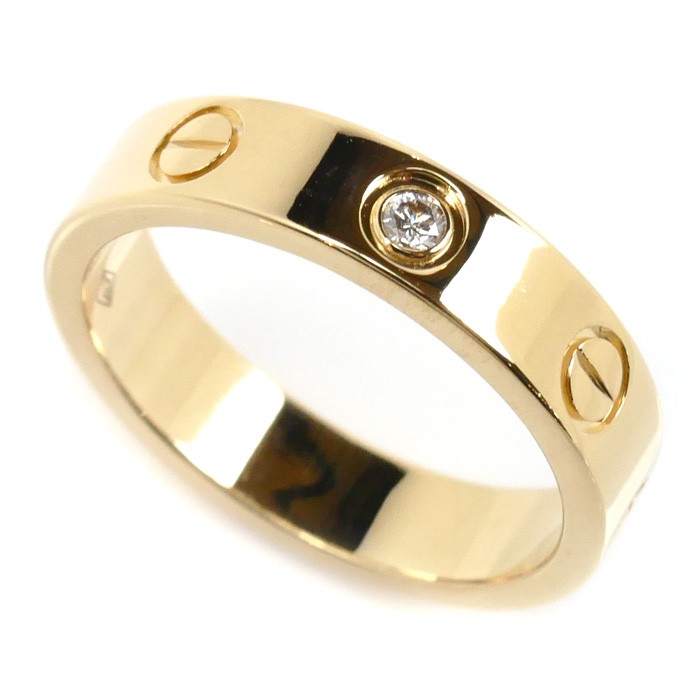 CARTIER カルティエ K18YG イエローゴールド ミニラブリング 1Pダイヤ リング・指輪 B4056147 ダイヤモンド 7号 47 4.0g レディース【中古】【美品】