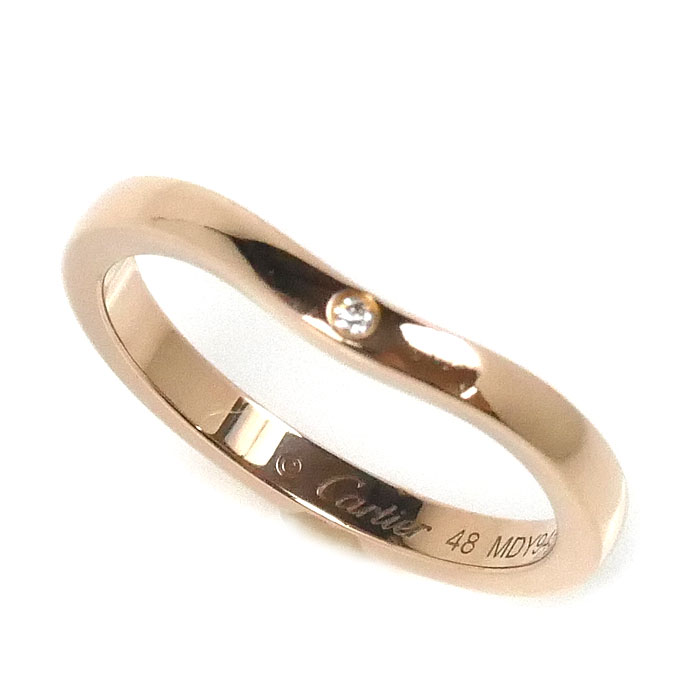 CARTIER カルティエ K18PG ピンクゴールド バレリーナ カーブ ウェディング 3P ダイヤ リング・指輪 B4098648 ダイヤモンド 8号 48 2.5g レディース【中古】【美品】