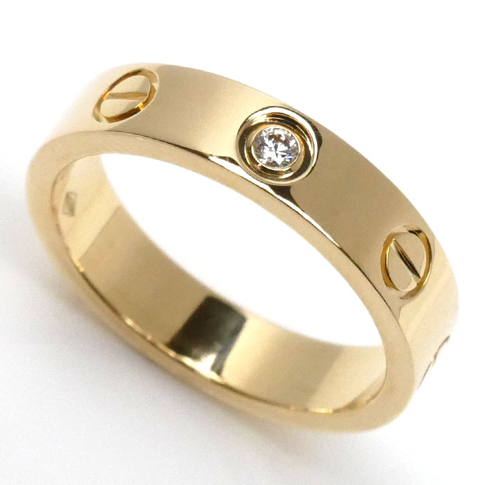 CARTIER カルティエ K18YG イエローゴールド ミニラブ 1Pダイヤ リング・指輪 B4056148 ダイヤモンド 8号 48 4.2g レディース【中古】【美品】