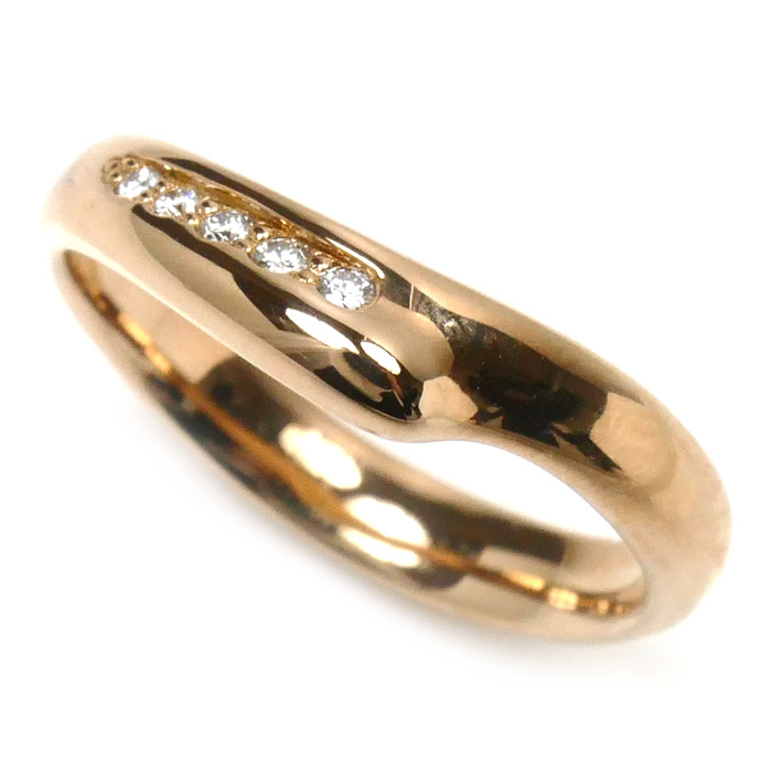TIFFANY&Co. ティファニー K18PG ピンクゴールド オープンハートバンド ダイヤ リング・指輪 ダイヤモンド 8号 2.9g レディース【中古】
