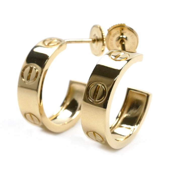 CARTIER カルティエ K18YG イエローゴールド ラブフープ ピアス 9.7g レディース【中古】【美品】