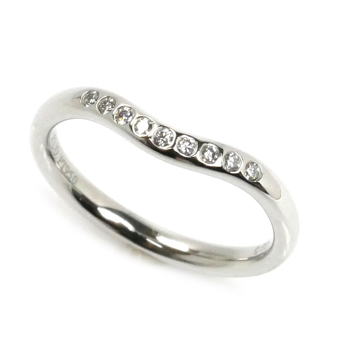 TIFFANY&Co. ティファニー Pt950プラチナ カーブドバンド 9Pダイヤ リング・指輪 60016938 ダイヤモンド 8号 3.2g レディース【中古】【美品】