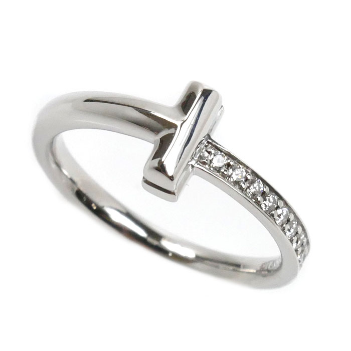 TIFFANY&Co. ティファニー K18WG ホワイトゴールド Tワン リング・指輪 12号 3.9g レディース【中古】【美品】