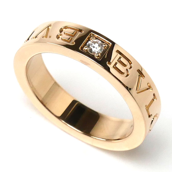 BVLGARI ブルガリ K18PG ピンクゴールド ダブルロゴ リング・指輪 341820 ダイヤモンド 9号 6.3g レディース【中古】【美品】