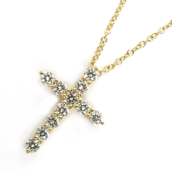 TIFFANY&Co. ティファニー K18YG イエローゴールド スモールクロス ペンダントネックレス 67124766 2.2g 41cm レディース【中古】