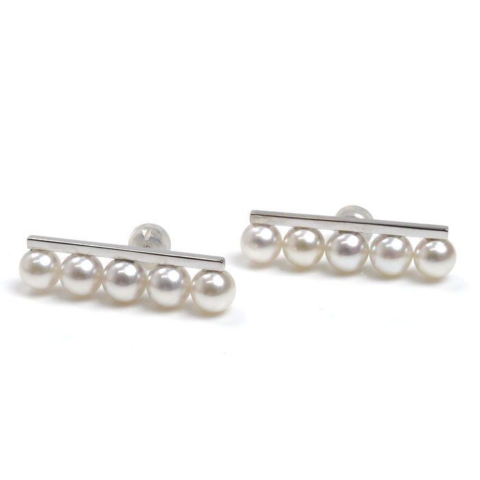 TASAKI タサキ K18WG ホワイトゴールド バランス プラス ピアス E-4463-18KWG パール約5.5mm 4.9g レディース【中古】【美品】