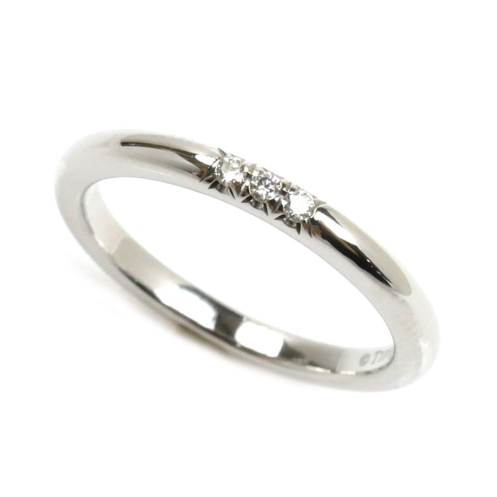 TIFFANY&Co. ティファニー Pt950プラチナ クラシックバンド 3P ダイヤ リング・指輪 ダイヤモンド 6.5号 3.1g レディース【中古】【美品】