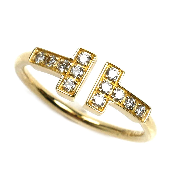 TIFFANY&Co. ティファニー K18YG イエローゴールド Tワイヤー リング・指輪 60147099 ダイヤモンド 9号 2.2g レディース【中古】