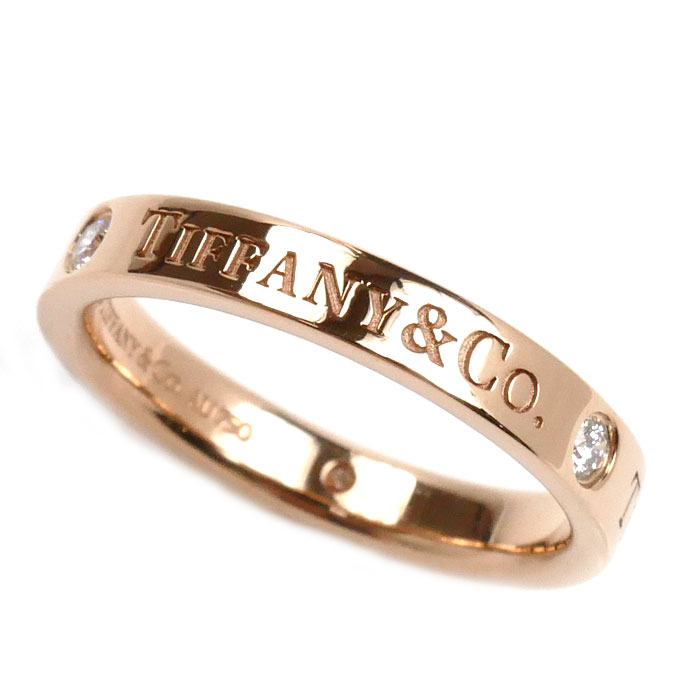 TIFFANY&Co. ティファニー K18PG ピンクゴールド フラットバンド 3P ダイヤ リング・指輪 60000531 ダイヤモンド 9号 3.5g レディース【中古】【美品】