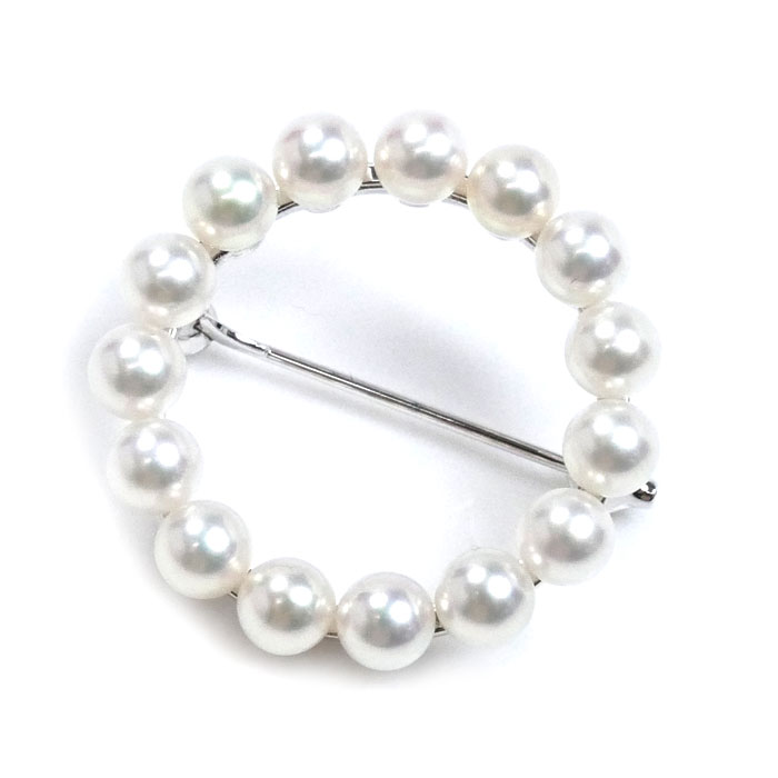 MIKIMOTO ミキモト シルバー パールサークル ブローチ パール約4.3mm 4.2g レディース【中古】【美品】