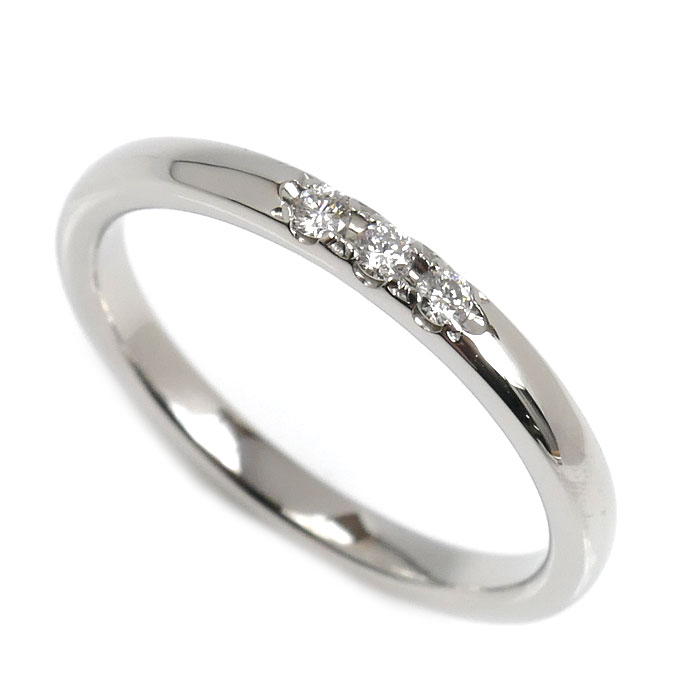 MIKIMOTO ミキモト Pt950プラチナ 3Pダイヤ リング・指輪 ダイヤモンド0.05ct 10号 3.3g レディース【中古】【美品】