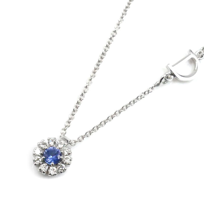 Damiani ダミアーニ K18WG ホワイトゴールド マルゲリータ  ネックレス 20087085 ダイヤモンド サファイア 2.9g 42/50cm レディース【中古】【美品】