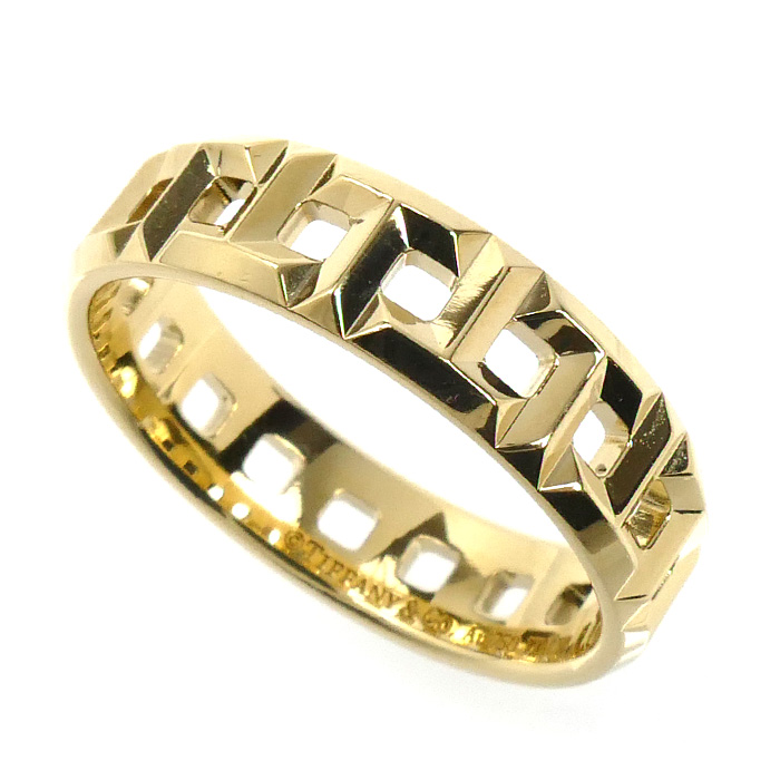 TIFFANY&Co. ティファニー K18YG イエローゴールド Tトゥルー ワイド リング・指輪 62508906 19号 5.7g メンズ【中古】【美品】