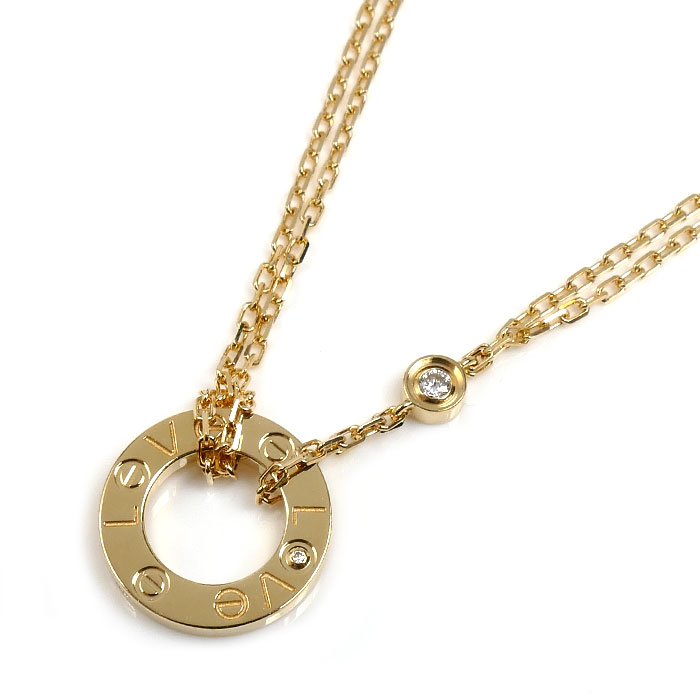 CARTIER カルティエ K18YG イエローゴールド ラブ 1Pダイヤ ネックレス B7219500 ダイヤモンド 6.2g 40.5cm レディース【中古】【美品】