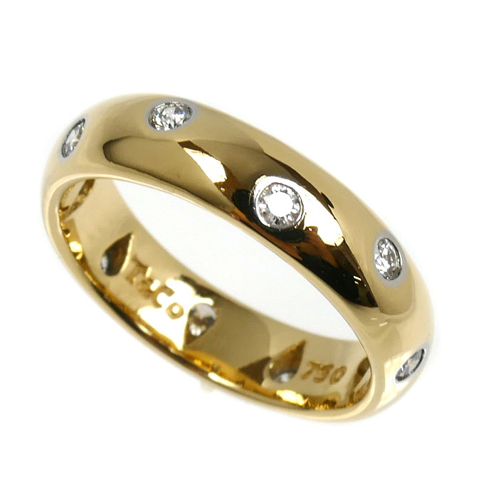 TIFFANY&Co. ティファニー K18YG イエローゴールド Pt950プラチナ ドッツ リング・指輪 ダイヤモンド 8号 4.5g レディース【中古】【美品】