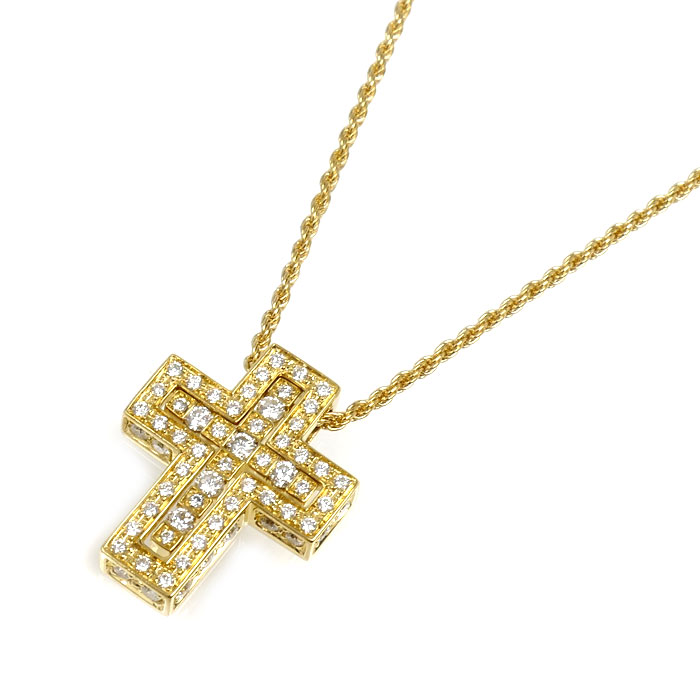 Damiani ダミアーニ K18YG イエローゴールド ベルエポック クロス ネックレス ダイヤモンド 9.0g 42/50cm レディース【中古】
