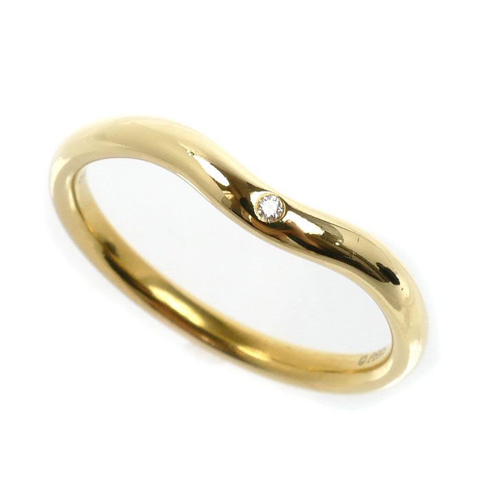 TIFFANY&Co. ティファニー K18YG イエローゴールド カーブドバンド リング・指輪 ダイヤモンド 12号 2.7g レディース【中古】【美品】