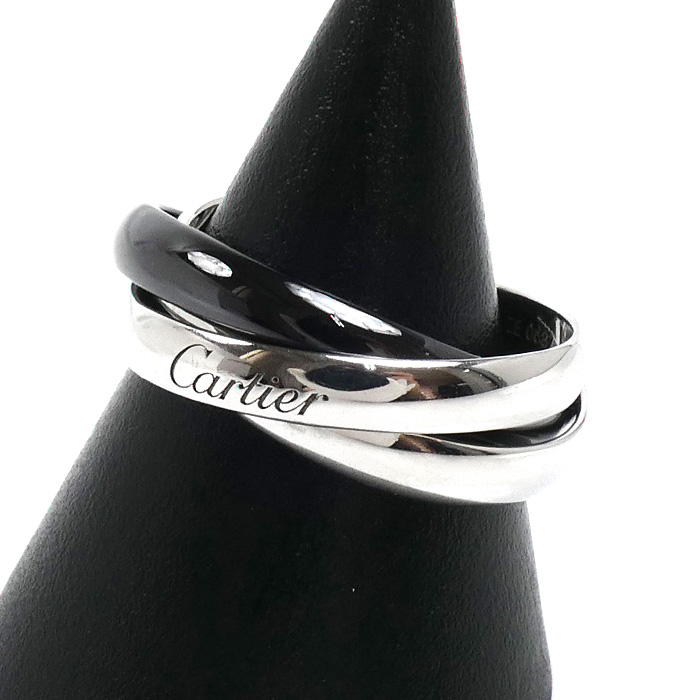 CARTIER カルティエ K18WG ホワイトゴールド セラミック トリニティ リング・指輪 B4234158 18号 58 7.4g レディース【中古】【美品】