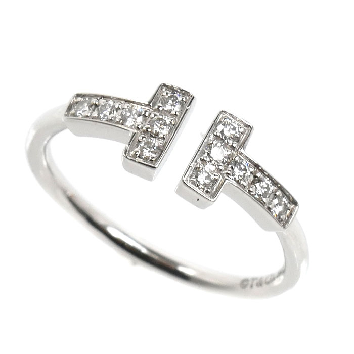 TIFFANY&Co. ティファニー K18WG ホワイトゴールド Tワイヤー リング・指輪 ダイヤモンド 10.5号 2.4g レディース【中古】【美品】