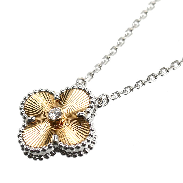 Van Cleef & Arpels ヴァンクリーフ＆アーペル K18WG ホワイトゴールド K18PG ピンクゴールド ヴィンテージアルハンブラ ネックレス VCARPNTH00 7.5g 37/41cm 2024年ホリデー限定  レディース【中古】