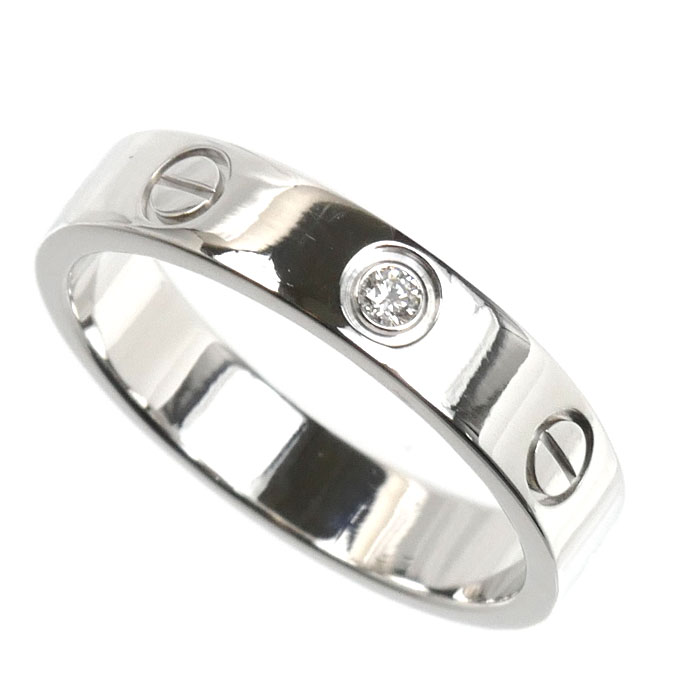 CARTIER カルティエ K18WG ホワイトゴールド ミニラブ 1Pダイヤ リング・指輪 B4050552 ダイヤモンド 12号 52 4.6g レディース【中古】【美品】
