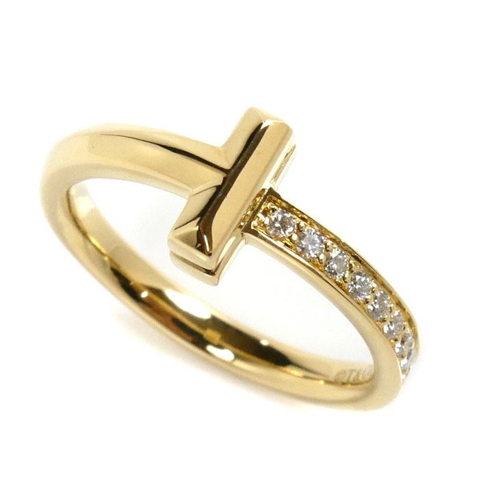 TIFFANY&Co. ティファニー K18YG イエローゴールド Tワン ナロー ダイヤ リング・指輪 67795091 ダイヤモンド0.08ct 10号 3.9g レディース【中古】【美品】