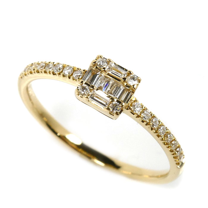 BELLESIORA ベルシオラ K18YG イエローゴールド スクエアコレクション リング・指輪 ダイヤモンド0.24ct 13号 1.9g レディース【中古】【美品】
