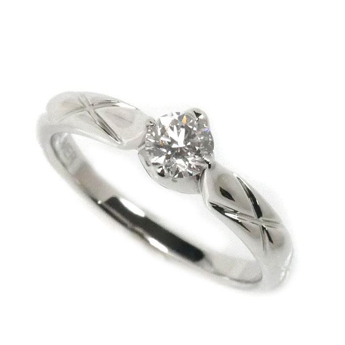 CHANEL シャネル Pt950プラチナ マトラッセ 1P ダイヤ リング・指輪 J2832 ダイヤモンド0.27ct 8.5号 49 レディース【中古】